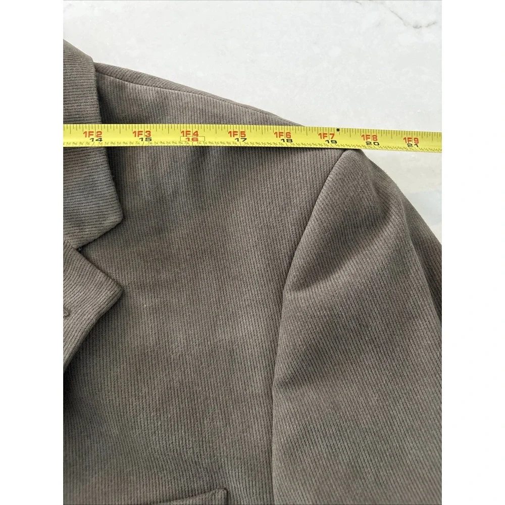 Alfani Blazer Suit‎ Jacket Mens 46R Tan Corduroy Polyester Sport Coat Faux Suede